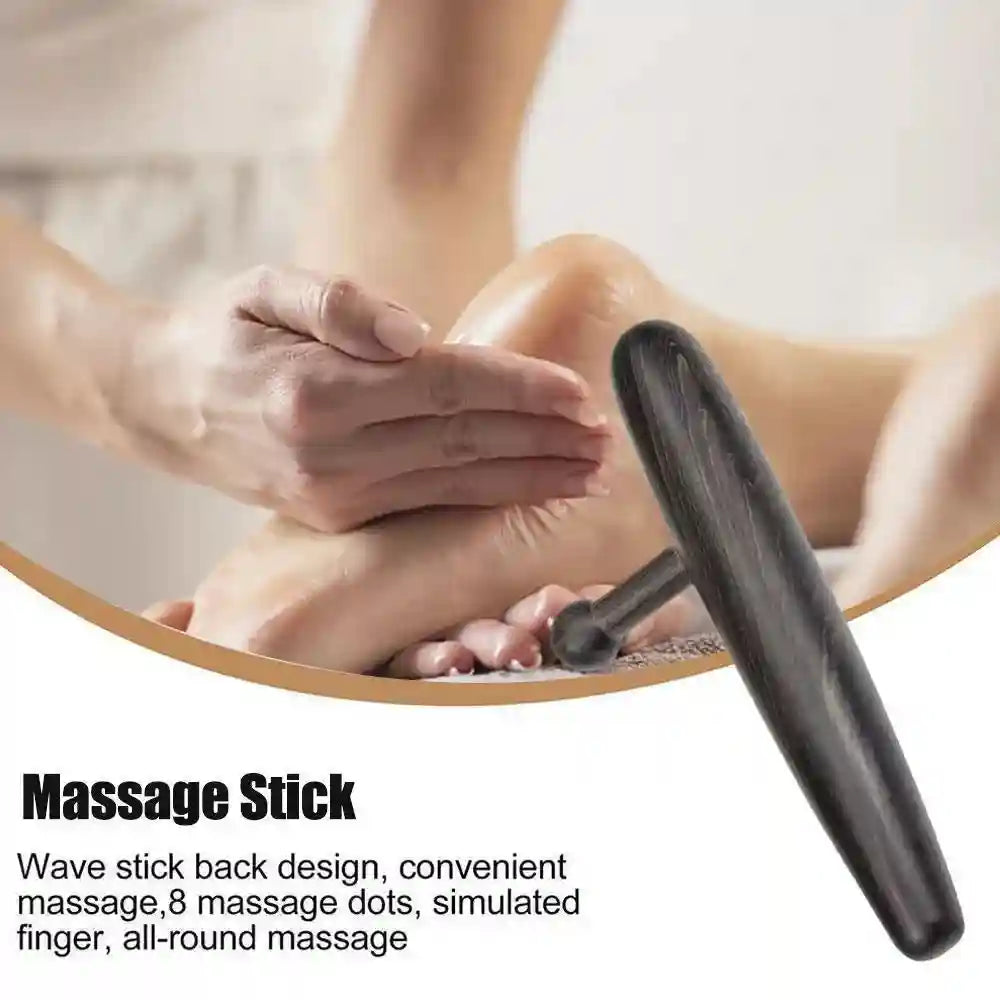 Professional massage therapist using the deep tissue tool to relieve tension in a client’s back.