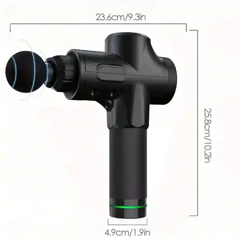 sing a professional massage gun for deep tissue massage on legs and arms.