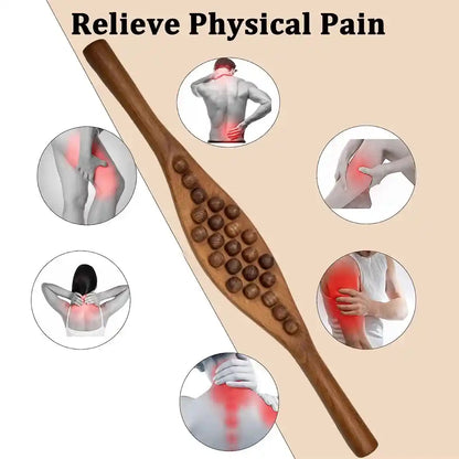Wooden Gua Sha tool for facial lymphatic drainage and skin rejuvenation.