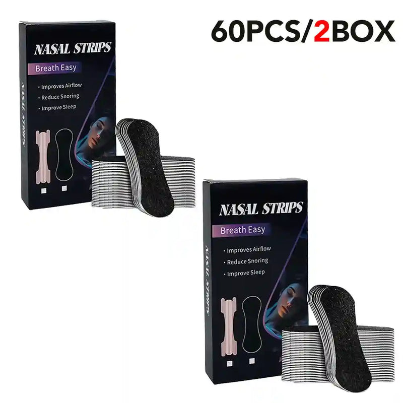 Couple enjoying snore-free sleep with anti-snoring nasal strips.