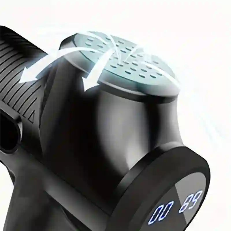 sing a professional massage gun for deep tissue massage on legs and arms.
