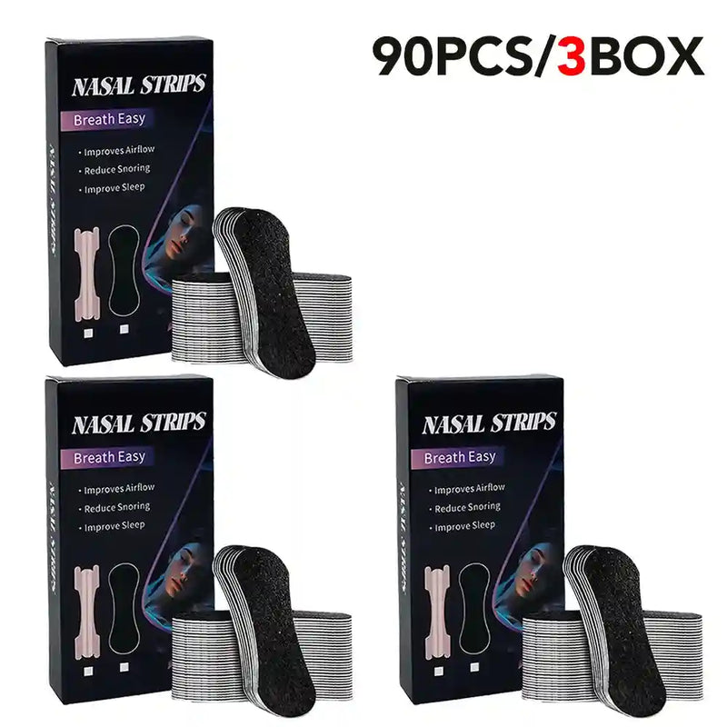 Couple enjoying snore-free sleep with anti-snoring nasal strips.