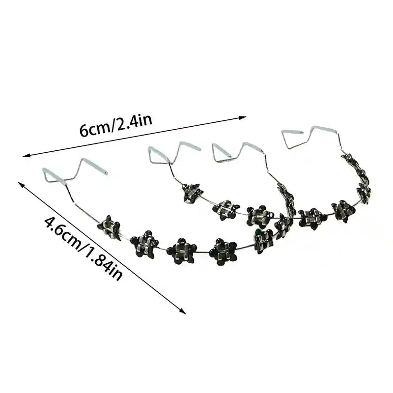 Wearing colorful fake braces for a fun, fashionable look at a photoshoot or party.