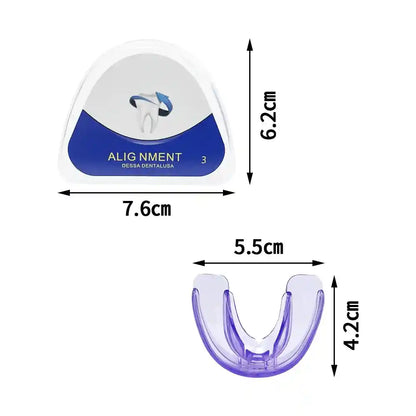 Adult wearing transparent teeth trainer aligner for orthodontic treatment at home